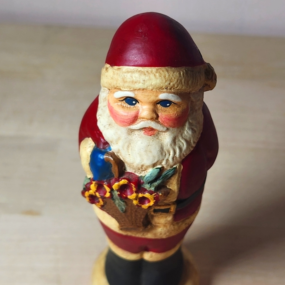 CHRISTMAS Klaus Kwickl PRIMITIVE FOLK ART Santa Lefever Garden Flower Basket VGC